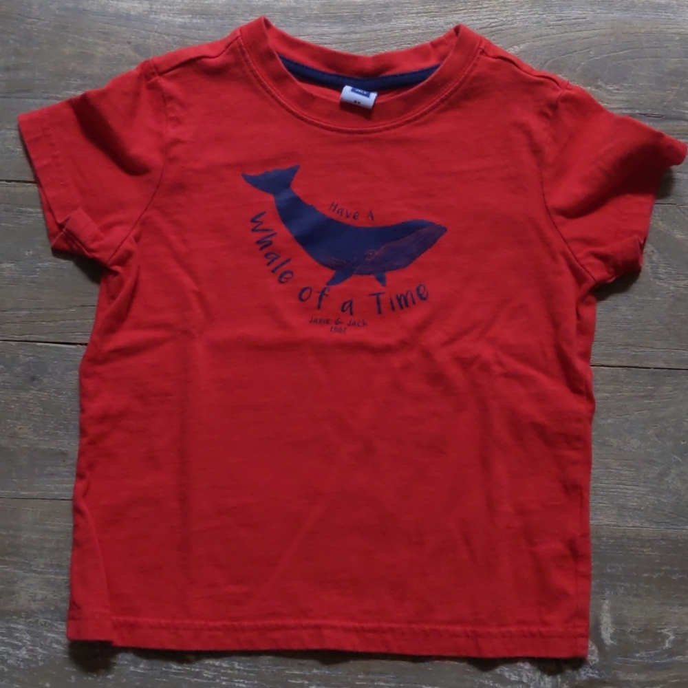 2T Janie and Jack Red and Blue Whale Cotton Tee